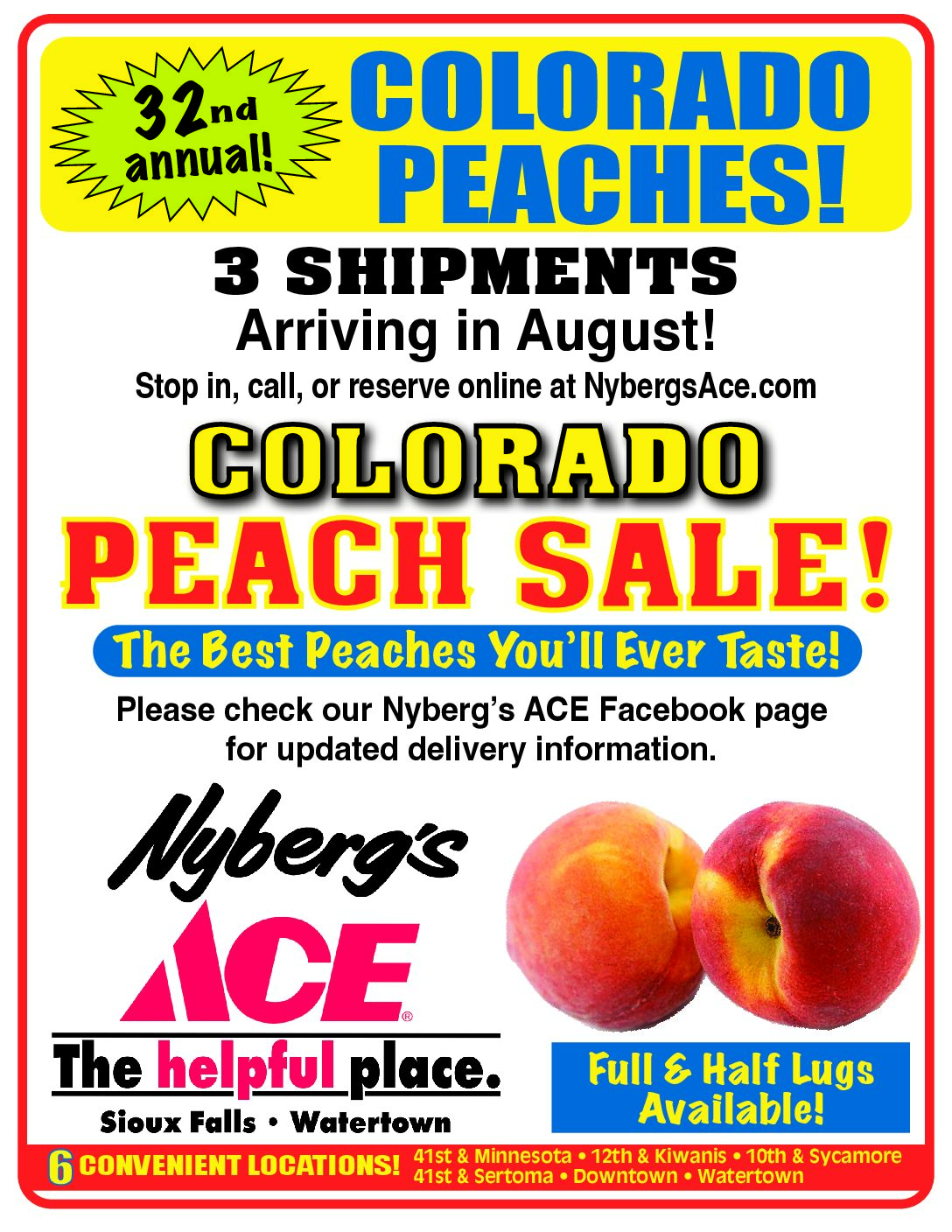 Colorado Peaches Pre Order  Full or Half Lug